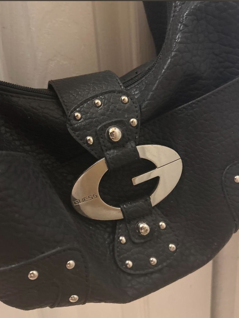 Guess Black Studded Shoulder Bag with Silver Hardware - Picture 2 of 3